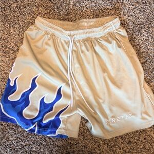 Kinetic Tan and Blue Flame Men's Athletic Shorts